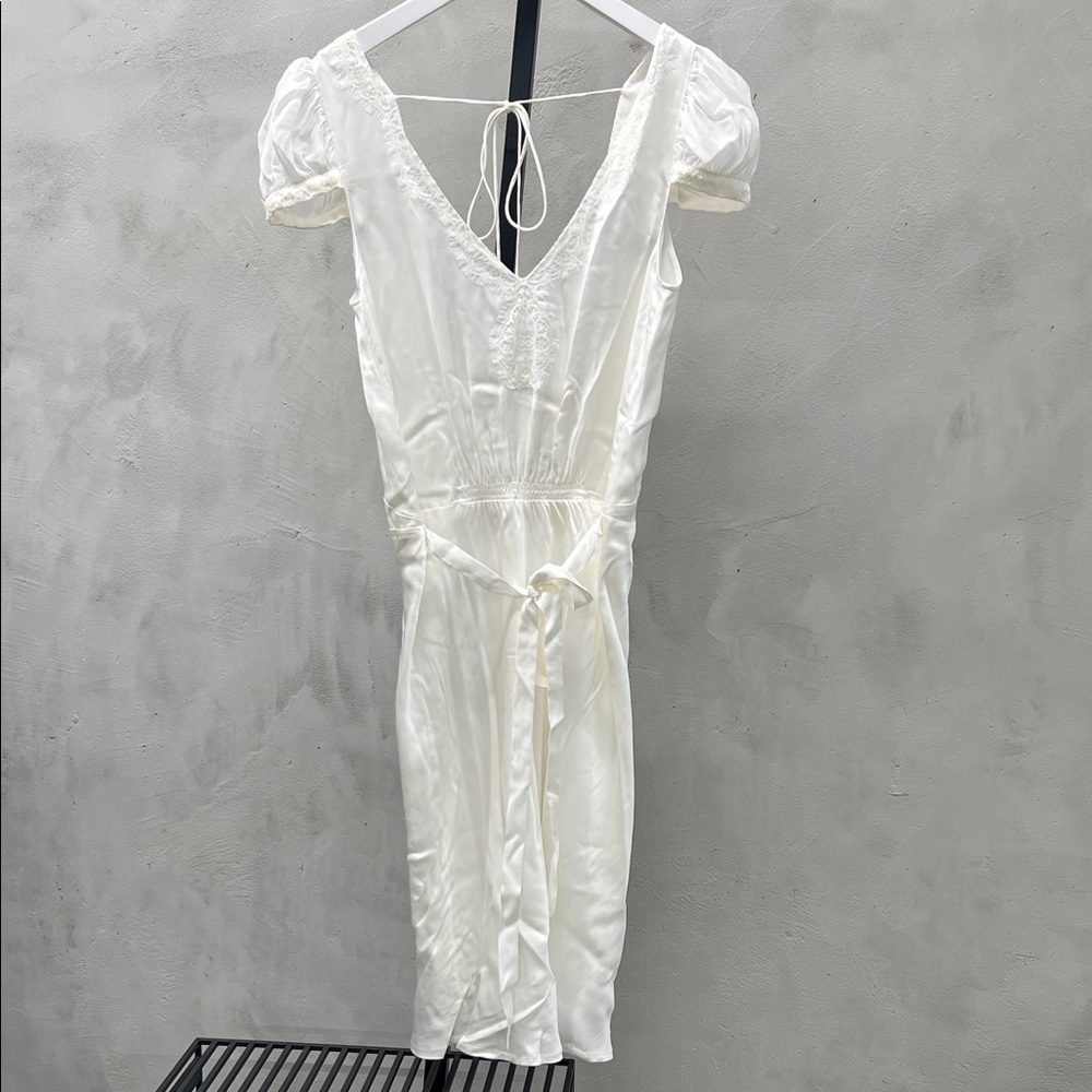 Little Joe Elegant White Lace-Trimmed Dress